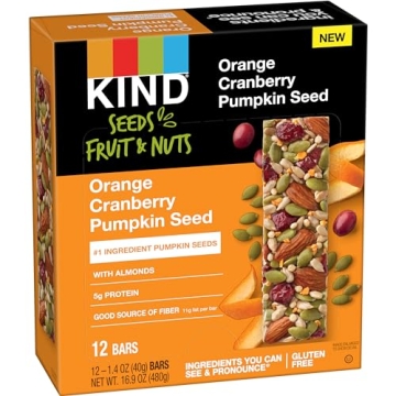 KIND Seeds Fruit & Nuts Snack Bar - Orange Cranberry | 5g Protein, High Fiber, Gluten Free, 12 Count