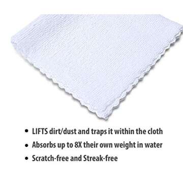 Eurow Microfiber Detailing Wipes with Dispenser Box, 200GSM, 12 by 12 Inches, Pack of 50, White