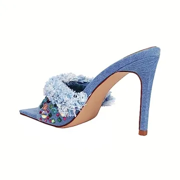 Chic Denim Heels Sandals for Stylish Women with Comfort