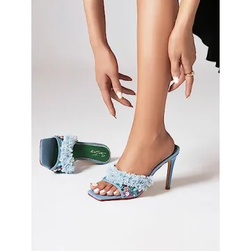 Chic Denim Heels Sandals for Stylish Women with Comfort