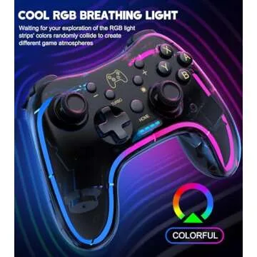 Switch Controller Compatible with Switch/Lite/OLED Controller, Switch Pro Controller With RGB Breathing LED, Switch Controllers Remote Supports Multi-Platform&App with Turbo, Wake-up Function