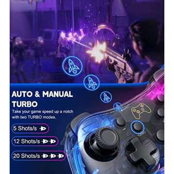 Switch Controller Compatible with Switch/Lite/OLED Controller, Switch Pro Controller With RGB Breathing LED, Switch Controllers Remote Supports Multi-Platform&App with Turbo, Wake-up Function