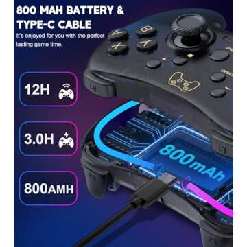 Switch Controller Compatible with Switch/Lite/OLED Controller, Switch Pro Controller With RGB Breathing LED, Switch Controllers Remote Supports Multi-Platform&App with Turbo, Wake-up Function