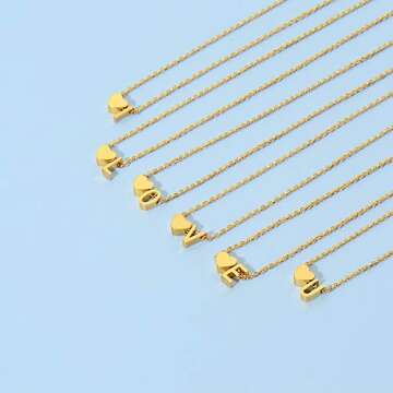 Glimmerst Initial Heart Necklace 18K Gold Plated Stainless Steel Tiny Heart Letter J Necklace Person...