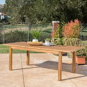 Christopher Knight Home Wilson Outdoor Expandable Acacia Wood Dining Table, Teak Finish