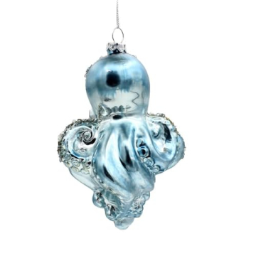 Kurt S. Adler Nautical Glass Blue Octopus Ornament