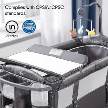 BabyBond Baby Bassinet Bedside Crib, Pack and Play with Sheet, Diaper Changing Table and Music Mobile from Newborn to Toddles, Portable Large Playard