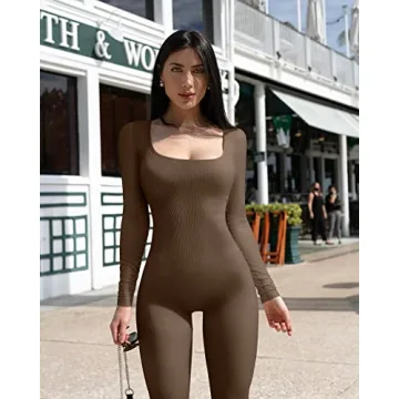 OQQ Stylish Long Sleeve Yoga Jumpsuit for Women