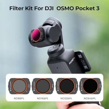 K&F Concept Magnetic ND Polarized Filters Set for DJI Osmo Pocket 3 Creator Combo Accessories -4-Pac...