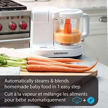 Baby Brezza Glass Baby Food Maker – Cooker and Blender to Steam and Puree Baby Food for Pouches in...