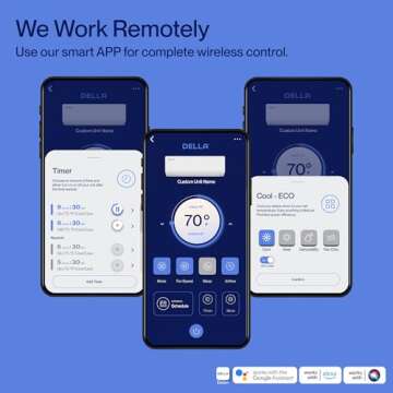 DELLA Versa Series 12000 BTU Mini Split Air Conditioner Work with Alexa with 1 Ton Pre-Charged Heat Pump Ductless Inverter System, 19 SEER2, Cools Up to 550 Sq. Ft,16.4ft installation kit included