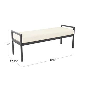 HomePop Modern Metal Bench|Bench for Living Room & Bedroom | Decorative Home Furniture -Sherpa Cream