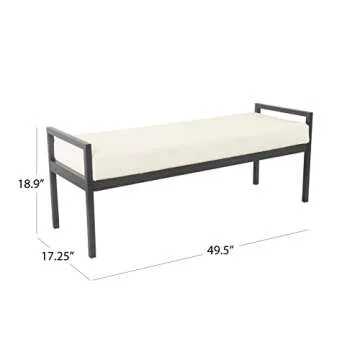 HomePop Modern Metal Bench|Bench for Living Room & Bedroom | Decorative Home Furniture -Sherpa Cream