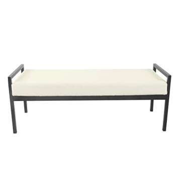 HomePop Modern Metal Bench|Bench for Living Room & Bedroom | Decorative Home Furniture -Sherpa Cream