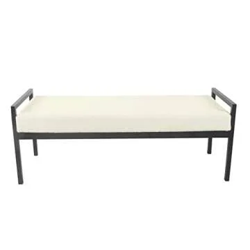 HomePop Modern Metal Bench|Bench for Living Room & Bedroom | Decorative Home Furniture -Sherpa Cream