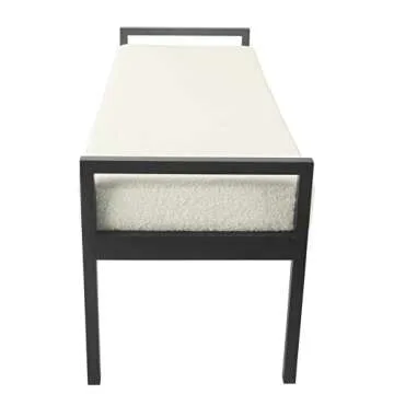 HomePop Modern Metal Bench|Bench for Living Room & Bedroom | Decorative Home Furniture -Sherpa Cream