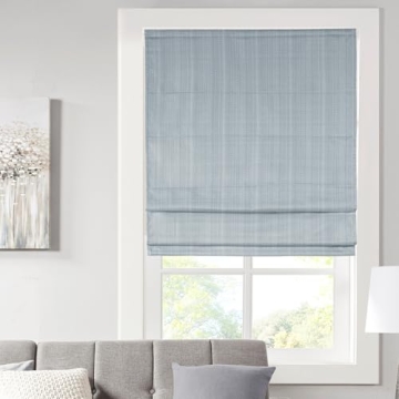 Madison Park Galen Cordless Roman Shades - Fabric Privacy Single Panel Darkening, Energy Efficient, ...