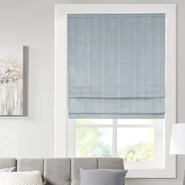 Madison Park Galen Cordless Roman Shades - Fabric Privacy Single Panel Darkening, Energy Efficient, ...