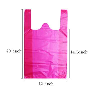 LazyMe T-Shirt Carry-Out Bags, Bolsas De Plastico Para Negocio, Plastic Grocery Bags Rose Sturdy Han...