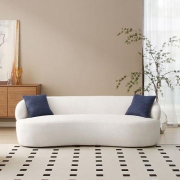 WILLIAMSPACE Modern Curved Sofa with Two Throw Pillows