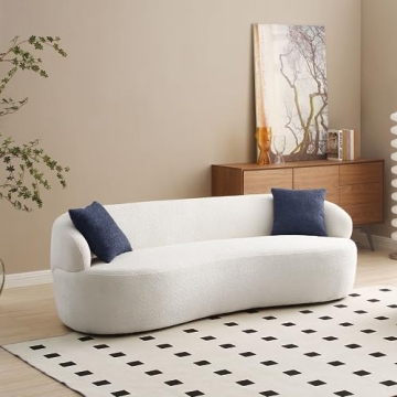 WILLIAMSPACE Modern Curved Sofa with Two Throw Pillows