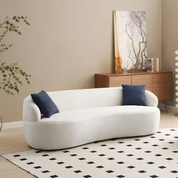 WILLIAMSPACE Modern Curved Sofa with Two Throw Pillows