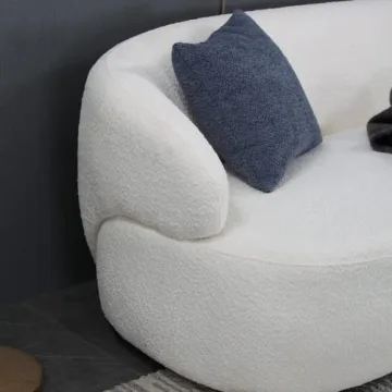 WILLIAMSPACE Modern Curved Sofa with Two Throw Pillows