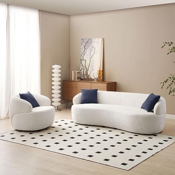 WILLIAMSPACE Modern Curved Sofa with Two Throw Pillows
