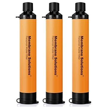 Membrane Solutions Water Filter Straw, Ultralight Life Survival Straws 4-Stage Filtration Straw, Por...
