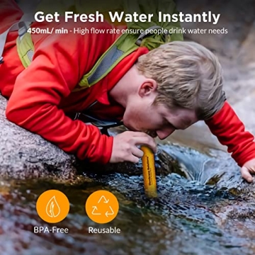 Membrane Solutions Ultralight Water Filter Straw for Outdoor Adventures