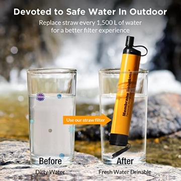 Membrane Solutions Ultralight Water Filter Straw for Outdoor Adventures
