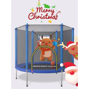 BLUERISE 55IN Indoor Toddler Trampoline with Safety Net