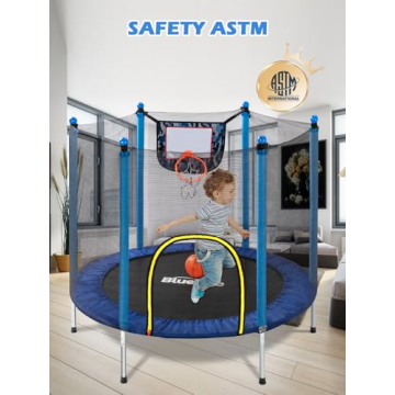 BLUERISE 55IN Indoor Toddler Trampoline with Safety Net