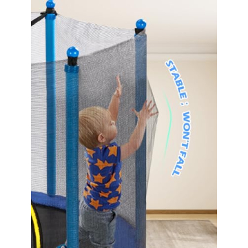 BLUERISE 55IN Indoor Toddler Trampoline with Safety Net