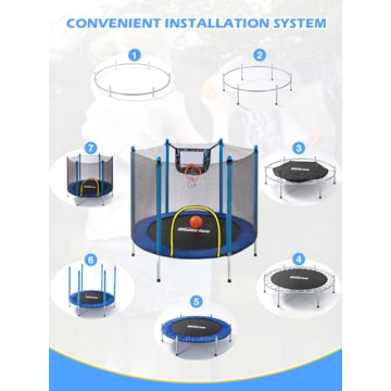BLUERISE 55IN Indoor Toddler Trampoline with Safety Net