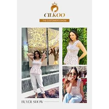 CILKOO Women's Frill Smocked Crop Tank Top for Summer Style