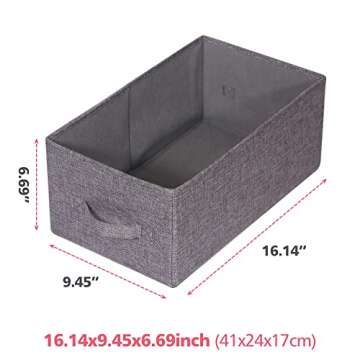 TENABORT Set of 3 Closet Organizer Bins with Handle, Fabric Foldable Storage Baskets Cloth Box Conta...