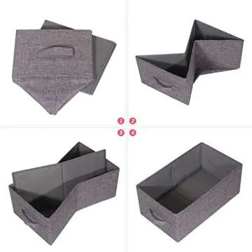 TENABORT Set of 3 Closet Organizer Bins with Handle, Fabric Foldable Storage Baskets Cloth Box Containers for Shelves Home Office Clothes Clothing Large