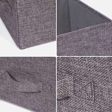 TENABORT Set of 3 Closet Organizer Bins with Handle, Fabric Foldable Storage Baskets Cloth Box Containers for Shelves Home Office Clothes Clothing Large