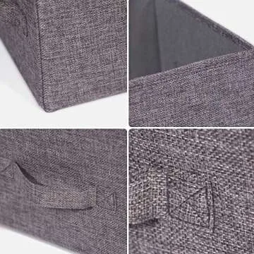 TENABORT Set of 3 Closet Organizer Bins with Handle, Fabric Foldable Storage Baskets Cloth Box Containers for Shelves Home Office Clothes Clothing Large