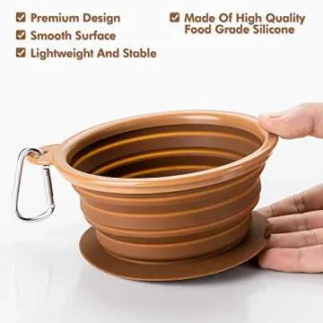 BARWO Portable Collapsible Dog Bowl with Suction Base