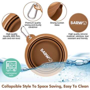BARWO Portable Collapsible Dog Bowl with Suction Base