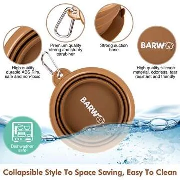 BARWO Portable Collapsible Dog Bowl with Suction Base
