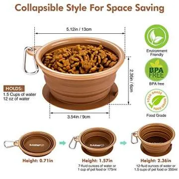 BARWO Portable Collapsible Dog Bowl with Suction Base