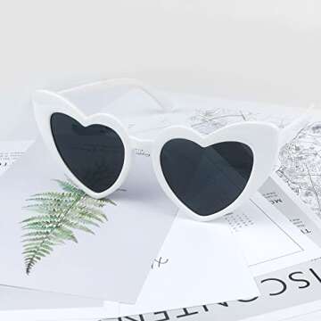 YooThink Heart Shaped Vintage Cat Eye Sunglasses for Women