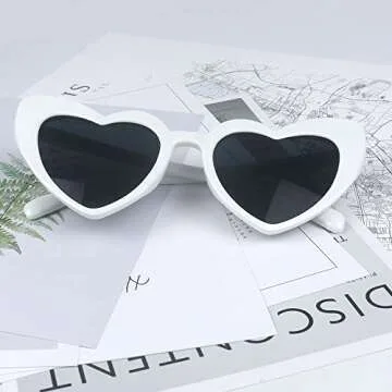 YooThink Heart Shaped Vintage Cat Eye Sunglasses for Women