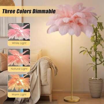 ANram Feather Lamp - Dimmable Ostrich Feather Floor Lamp
