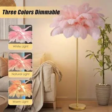 ANram Feather Lamp - Dimmable Ostrich Feather Floor Lamp