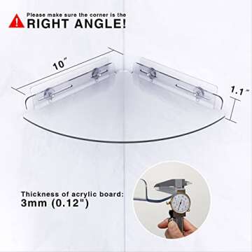 Bakzon Acrylic Corner Shower Shelves, 2 Pack Adhesive Shower Caddy Organizer for Tile Walls, Wall Mo...