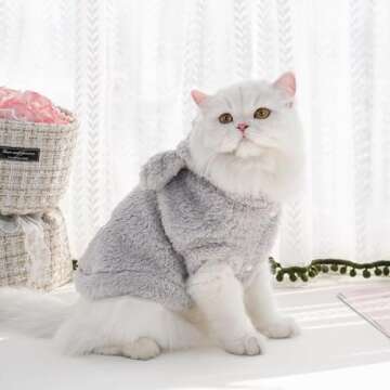 Cat Bunny Ears Costume Cute Dog Kitten Hoodies Sweater Rabbit Ears Puppy Pet Apparel (Small,Gray)